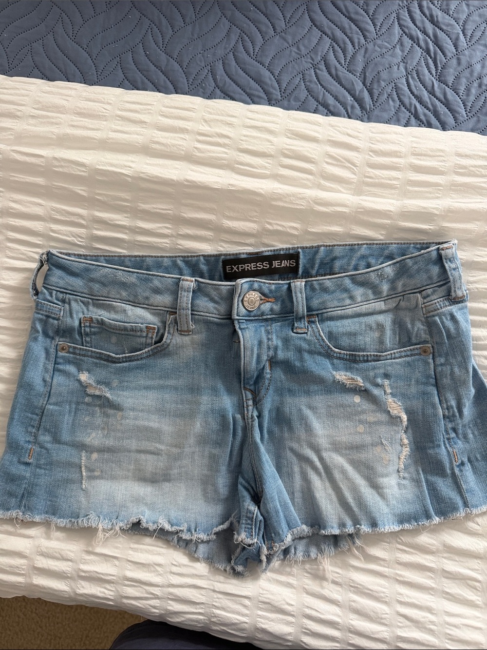Express Light Wash Distressed Denim Shorts